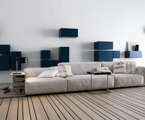 salotto moderno stoffa bianco chiaro scacchi