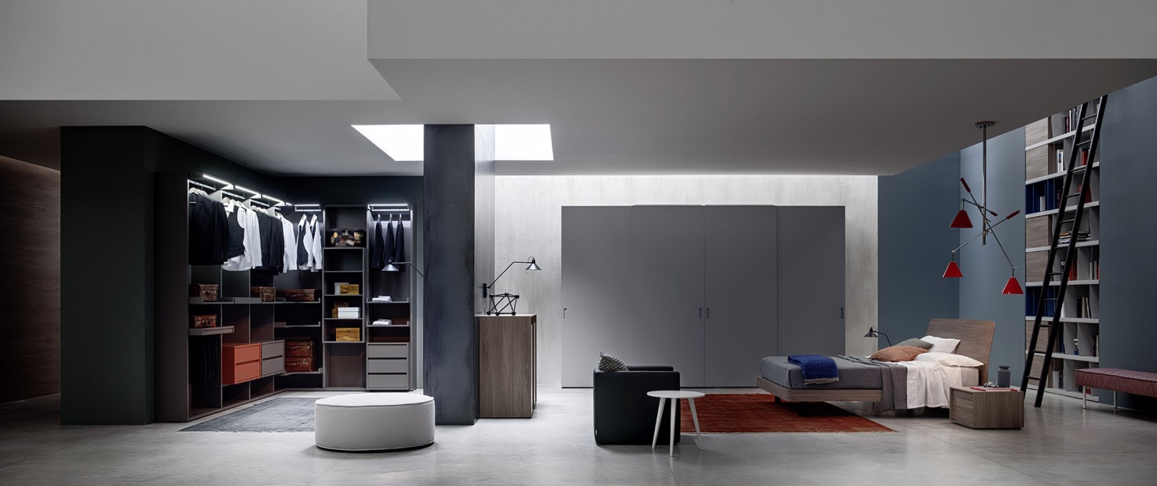 camera da letto moderna industrial style